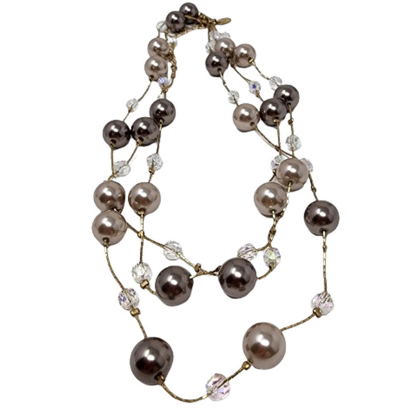 Lia Sophia "Caramelo" Women's Necklace - 52-55" Single Layer Glass Pearls, Beads - Picture 1 of 11